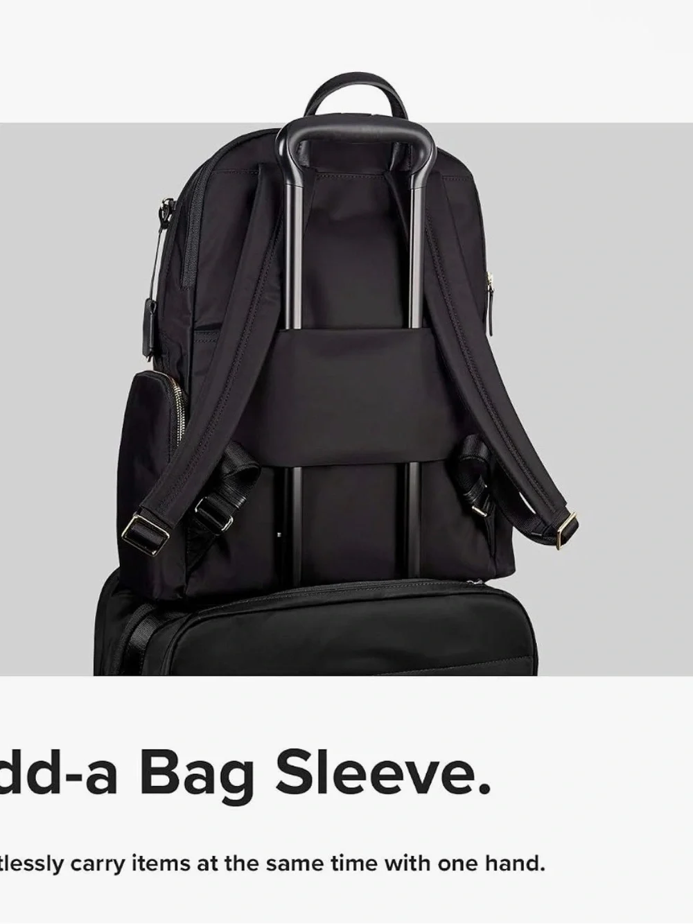 Tumi Black Nylon Backpack with Gold-Tone Hardware